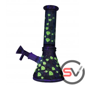 AQUA DIAMOND GLASS MINI BEAKER 8inch (GLOW IN DARK)